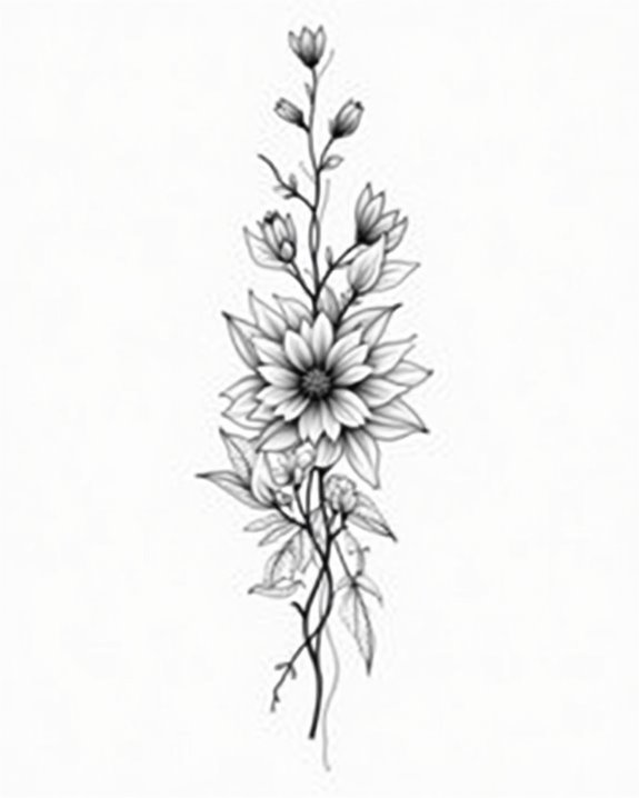 elegant detailed botanical tattoos