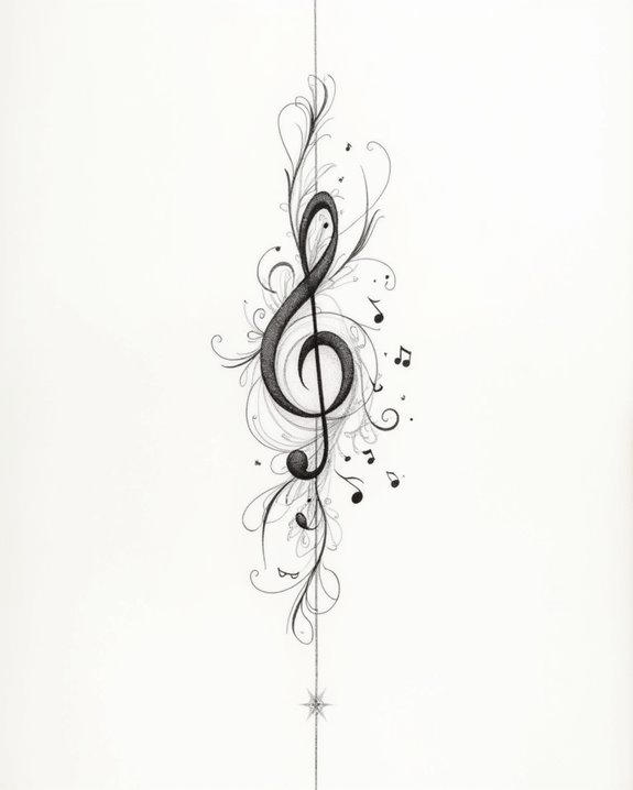elegant discreet musical tattoo
