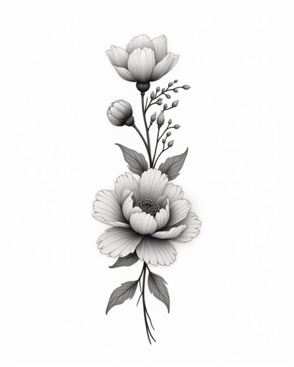elegant feminine floral tattoo