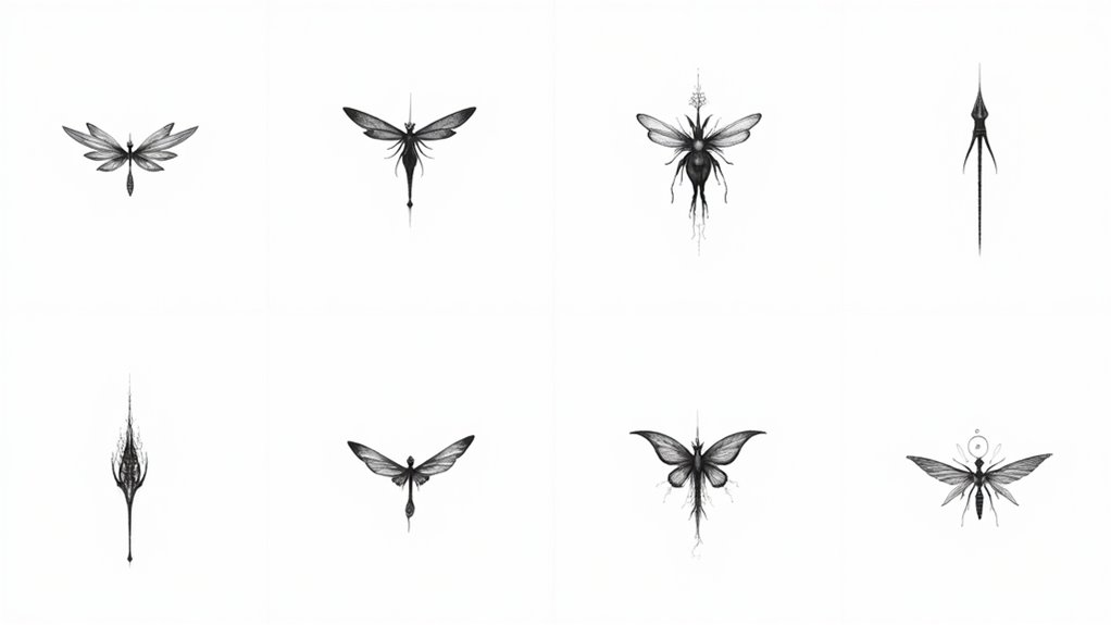elegant fine line fantasy tattoos