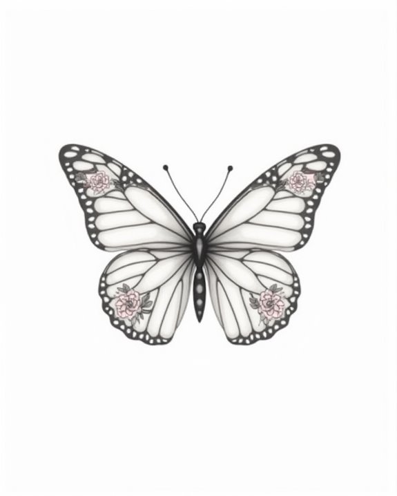 elegant floral butterfly tattoo