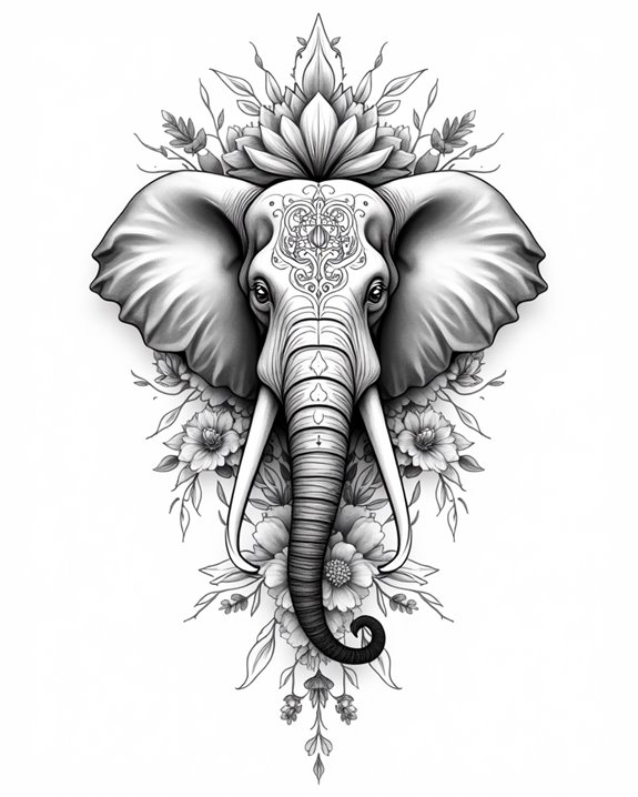 elegant floral elephant design