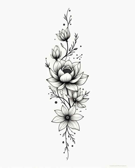 elegant floral line art