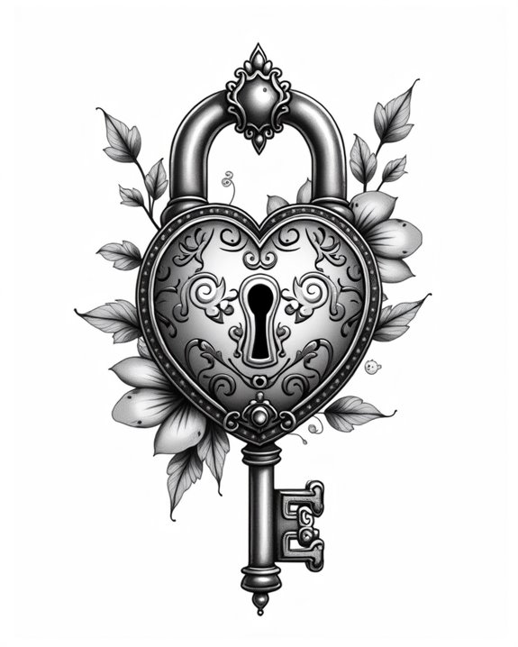 elegant floral lock symbol