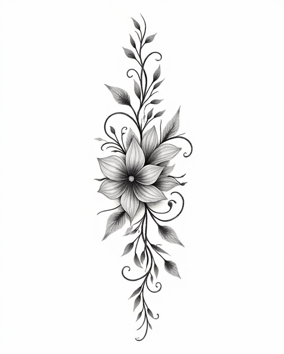 elegant floral vine tattoo