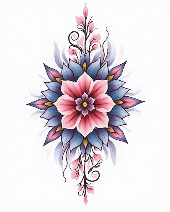 elegant fluid botanical tattoos