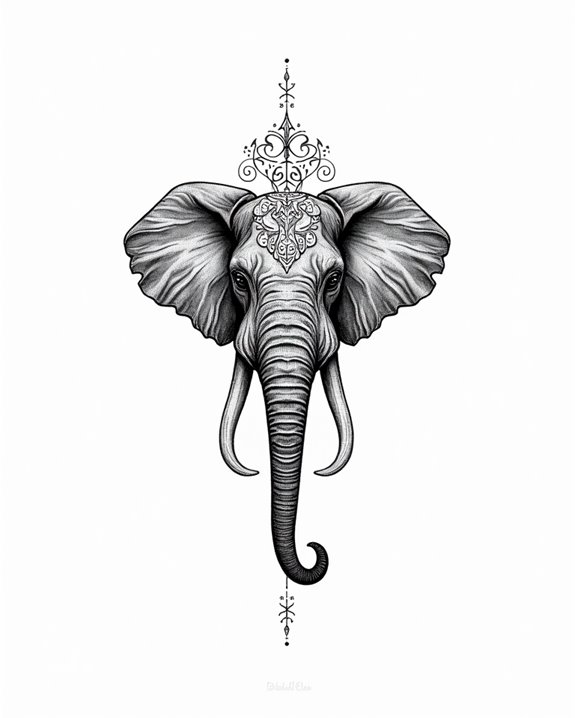 elegant geometric elephant tattoo