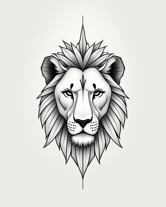 elegant geometric lion face