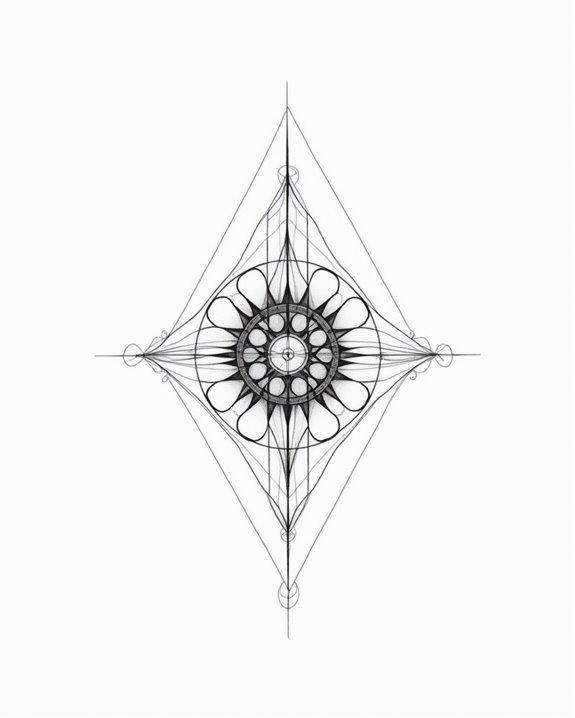 elegant geometric monochrome tattoos