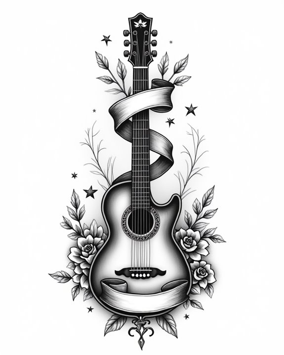 elegant guitar with banner