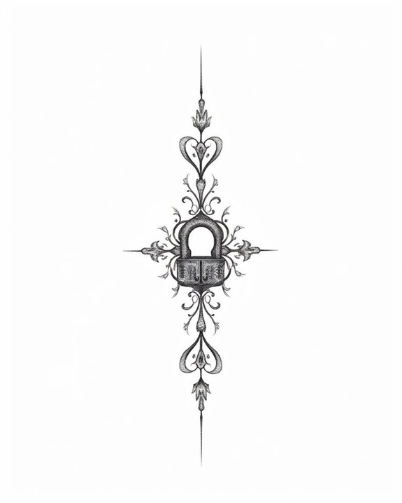 elegant lock tattoo symbols