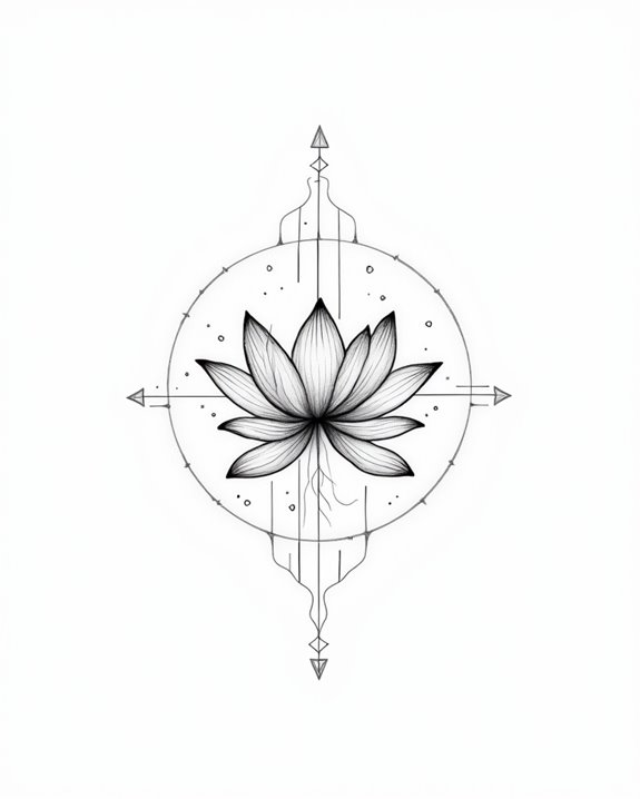 elegant lotus line art