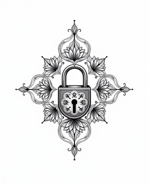 elegant mandala lock tattoo
