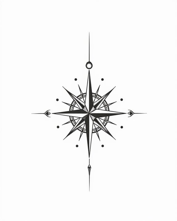 elegant minimal compass tattoo