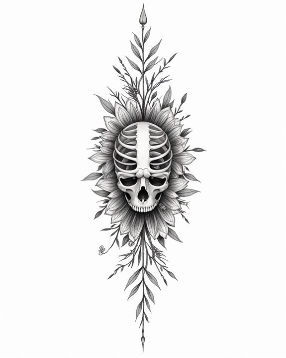 elegant minimal ribcage tattoo