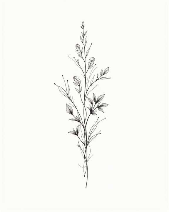 elegant minimalist botanical tattoos