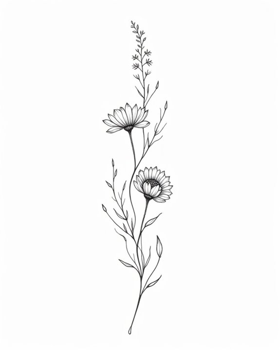 elegant minimalist botanical tattoos