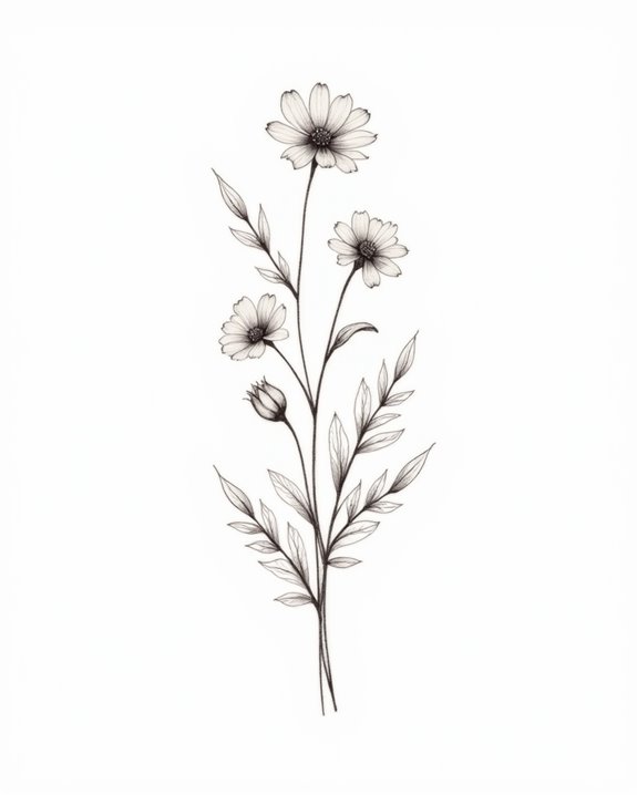 elegant minimalist floral sketches