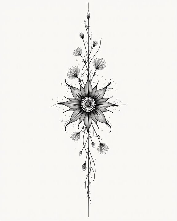 elegant minimalist floral tattoo
