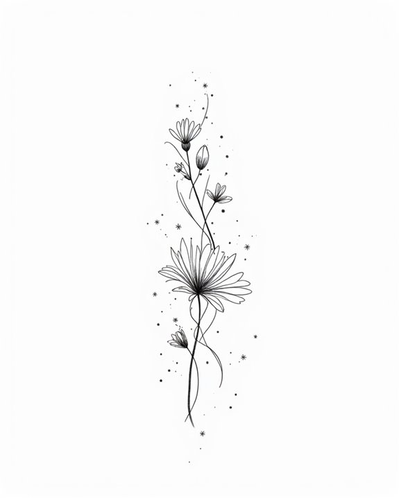 elegant minimalist floral tattoos
