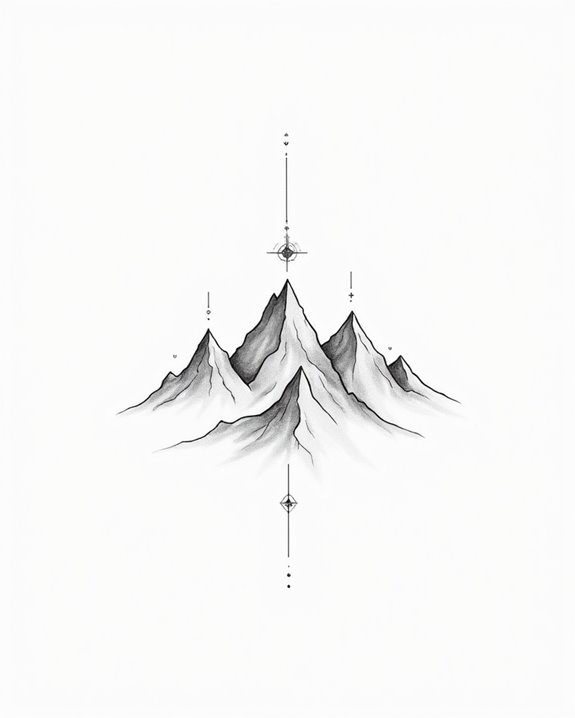 elegant minimalist mountain tattoos