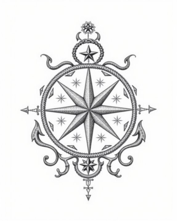 elegant minimalist nautical tattoos