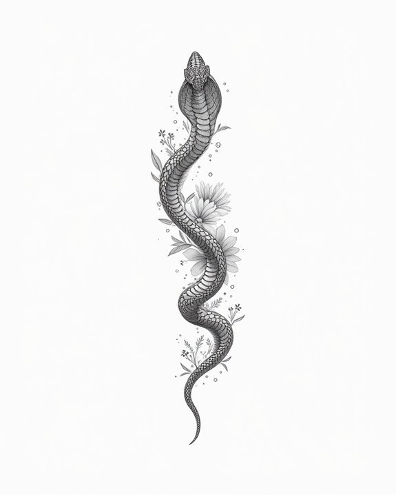 elegant minimalist snake tattoo