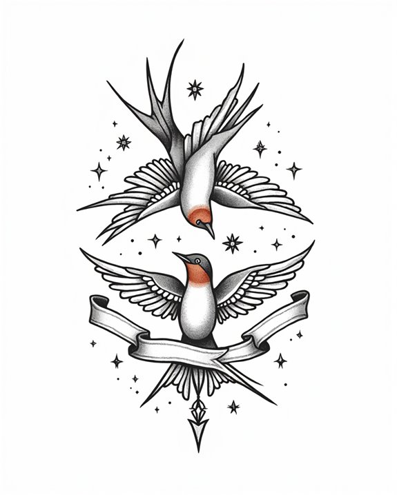 elegant minimalist swallow tattoos