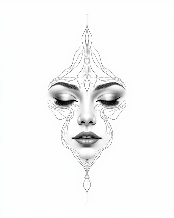 elegant minimalistic facial expressions
