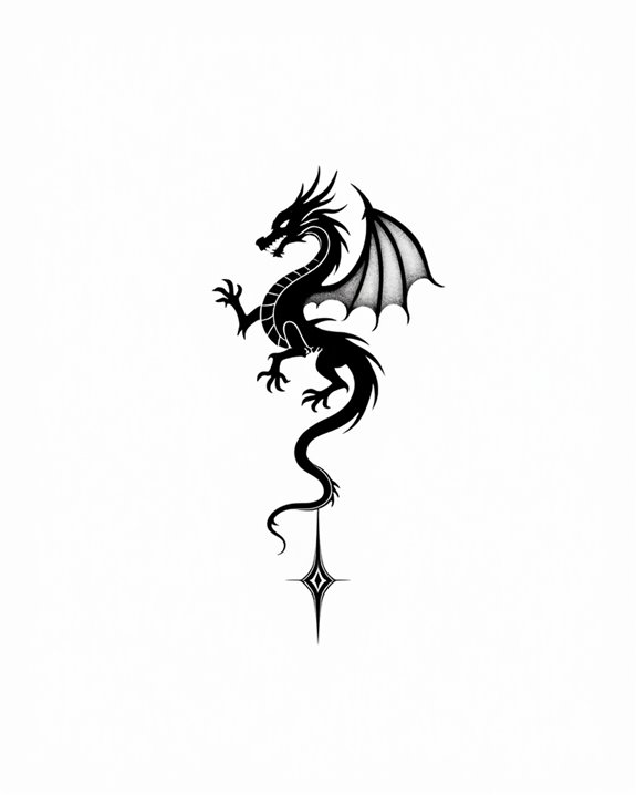 elegant monochrome dragon silhouette