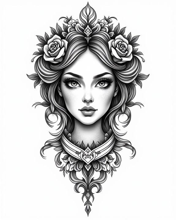 elegant monochrome face artwork