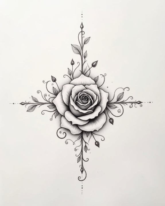 elegant monochrome rose shading