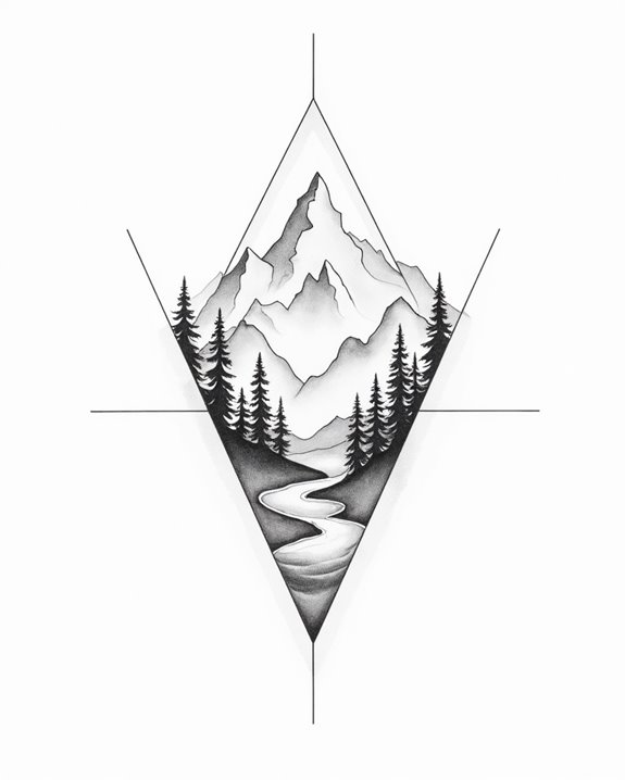 elegant mountain adventure tattoos
