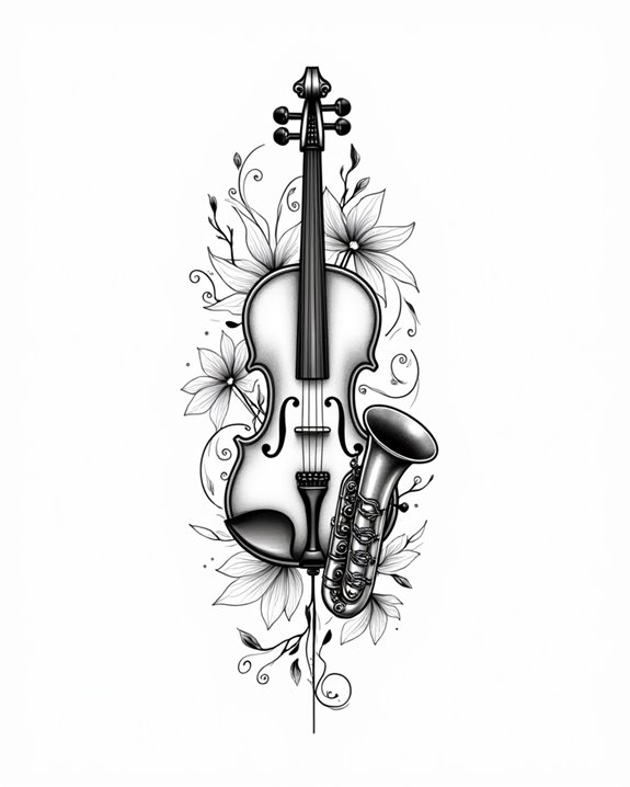 elegant musical instrument line art