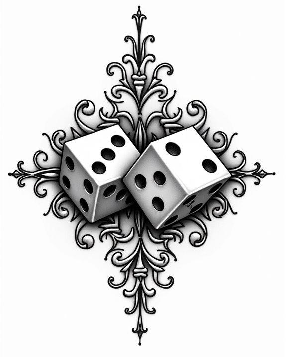 elegant ornate symmetrical dice