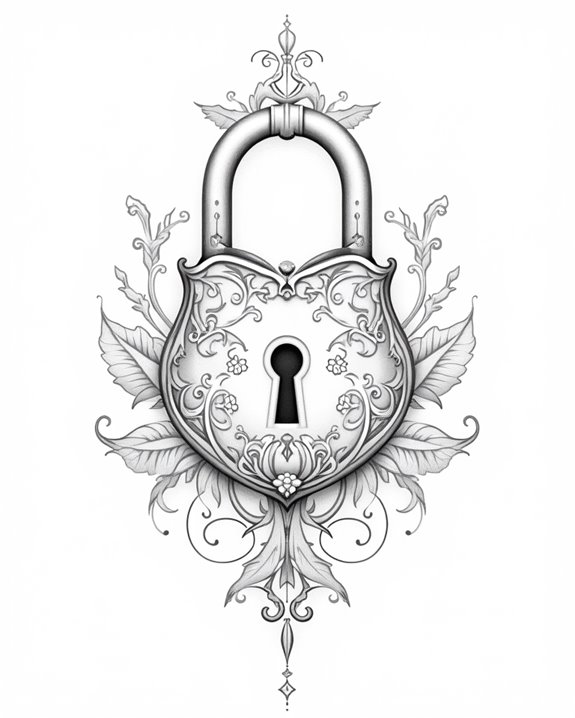 elegant rose lock symbol