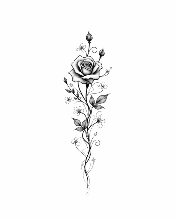 elegant rose script tattoo