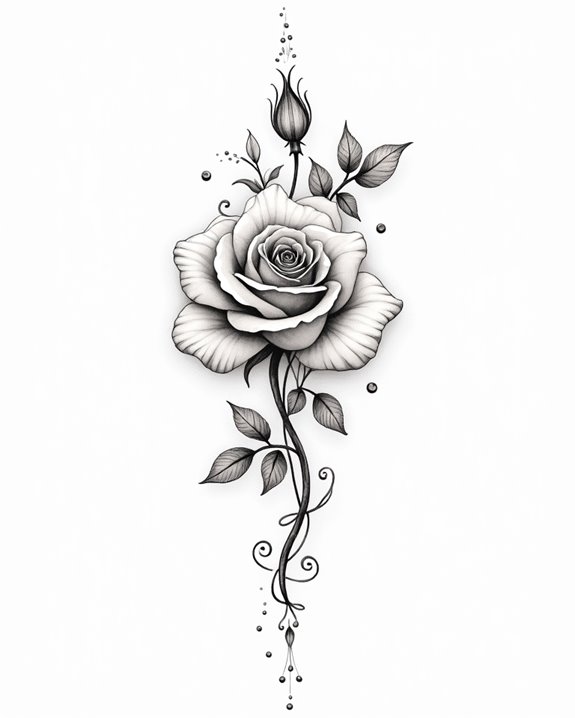 elegant rose text tattoo design