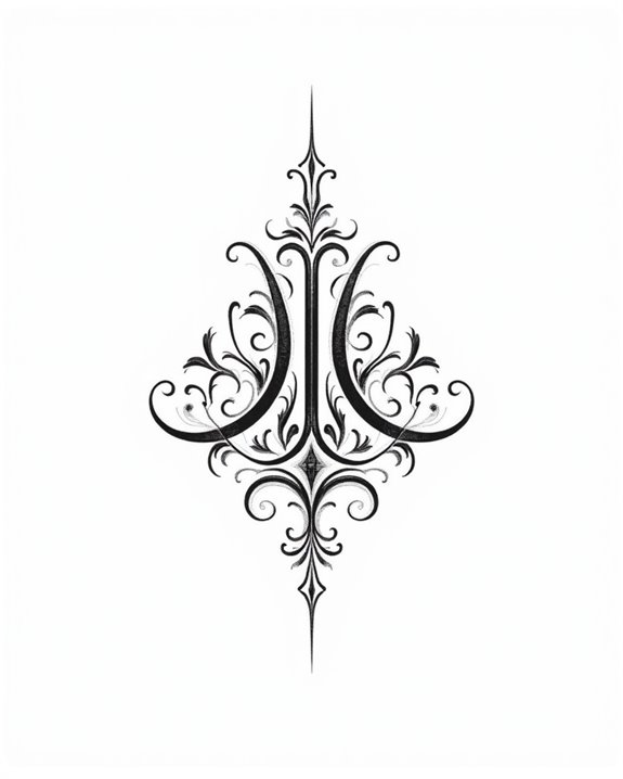 elegant script initial tattoos