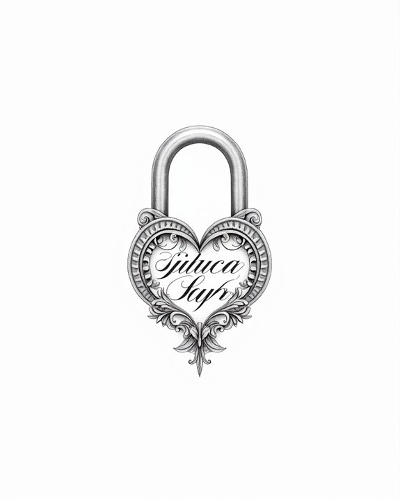 elegant script lock tattoo