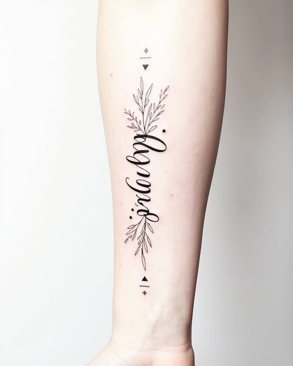 elegant script tattoo placement