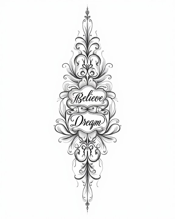 elegant script tattoos flourished
