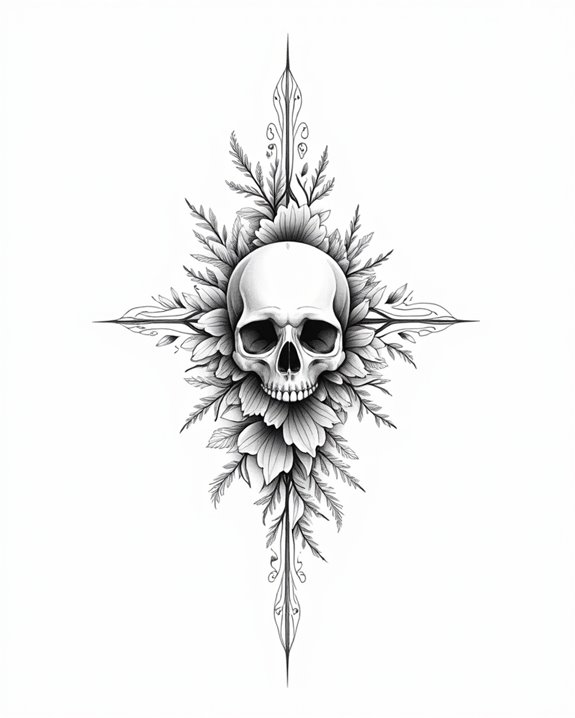 elegant skeleton skull tattoos