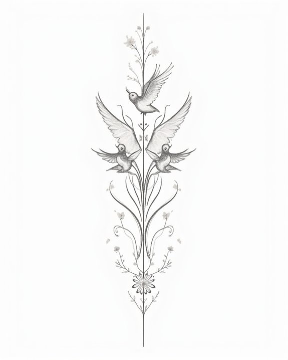 elegant symbolic bird silhouette