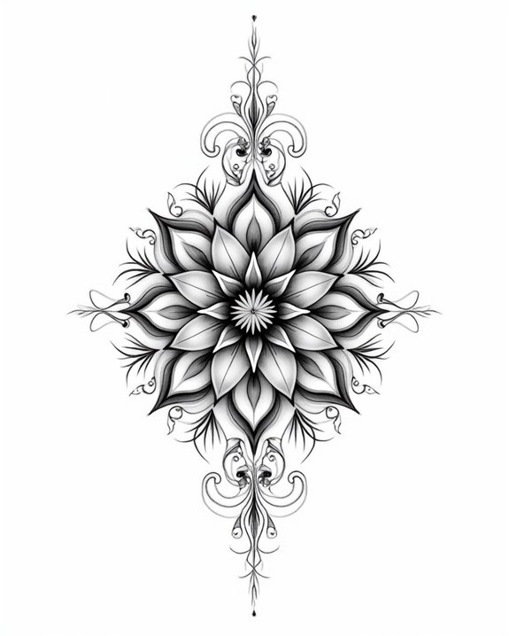 elegant symmetrical floral artwork
