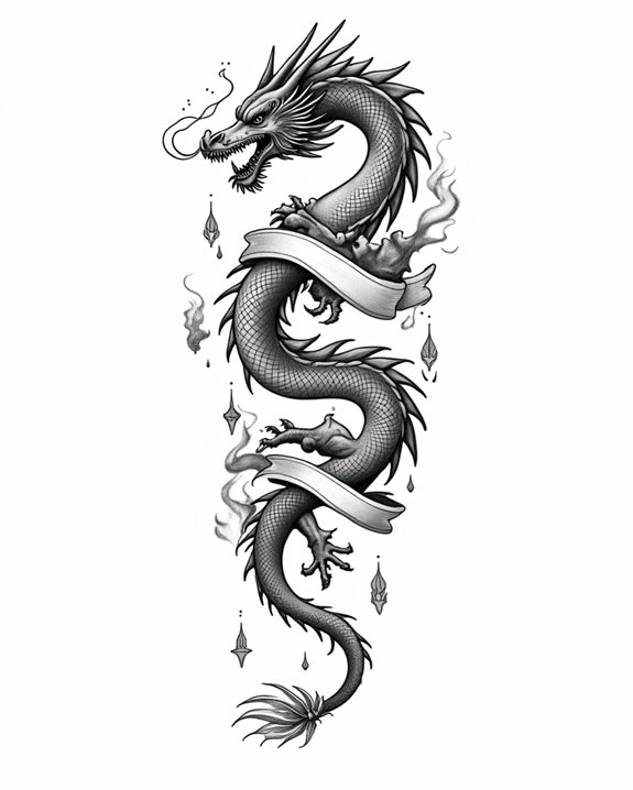 elegant tiny dragon tattoo