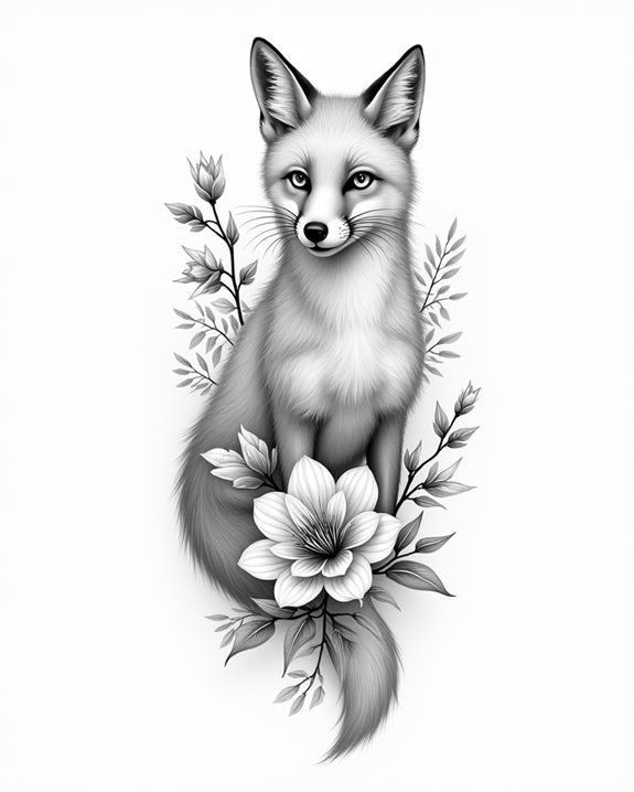 elegant tranquil fox artwork