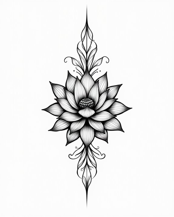 elegant vibrant lotus tattoo