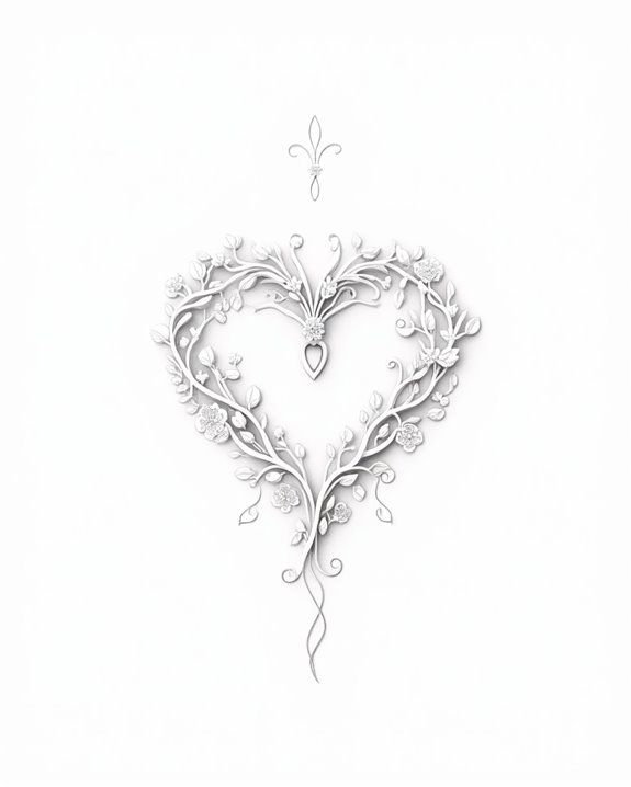 elegant vine heart tattoo