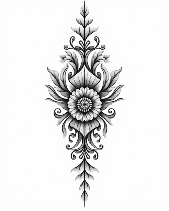 elegant vintage floral tattoos